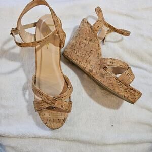 NWOT Lulu's Nixie Cork Wedge Sandals Size 8